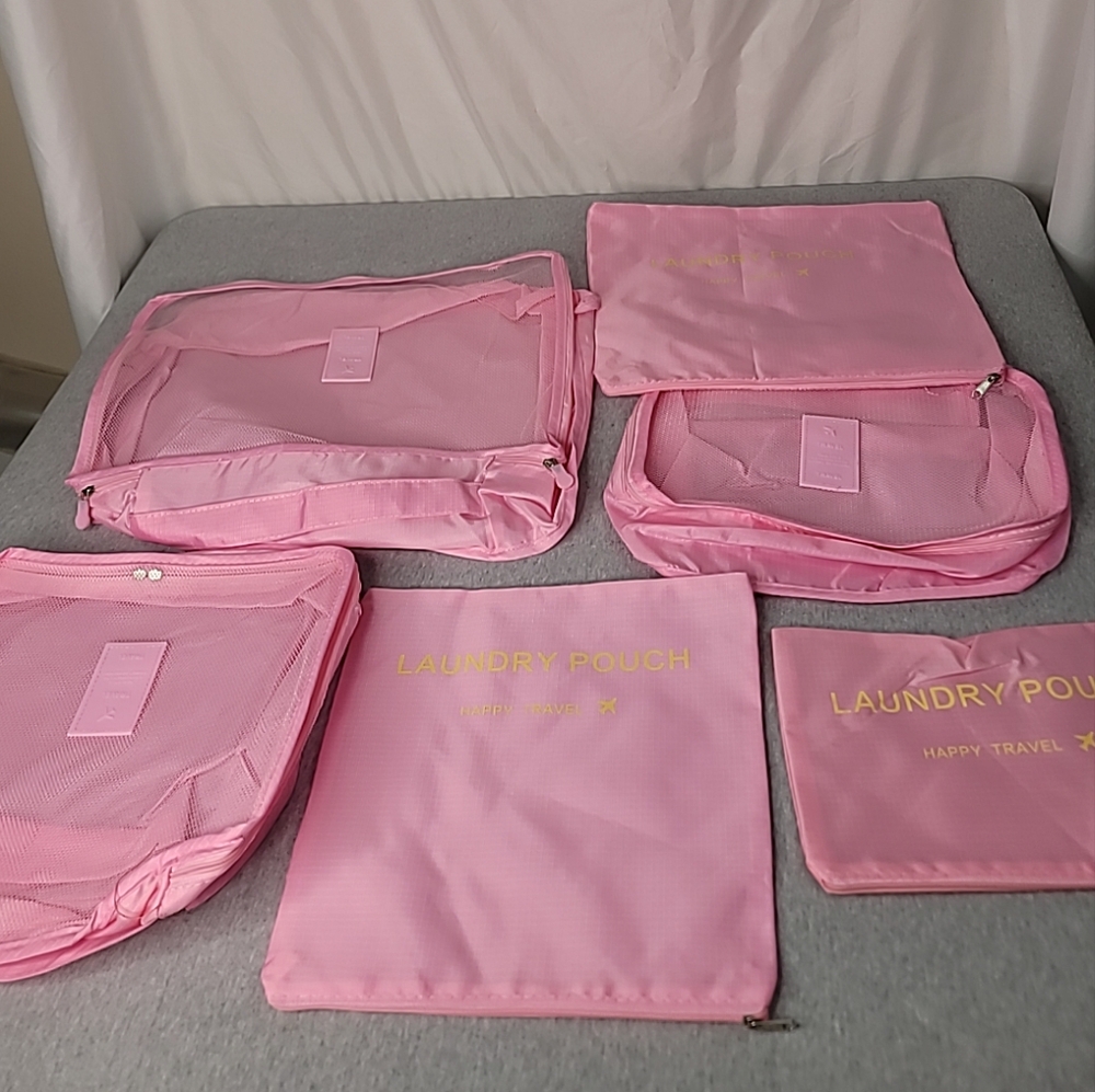 6PCS Luggage Packing Cubes Organizer Suitcase Set Travel and Storage NEW Pink